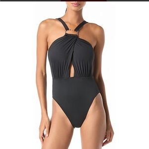 Michael Kors black one piece swimsuit MM2R417 size 10
